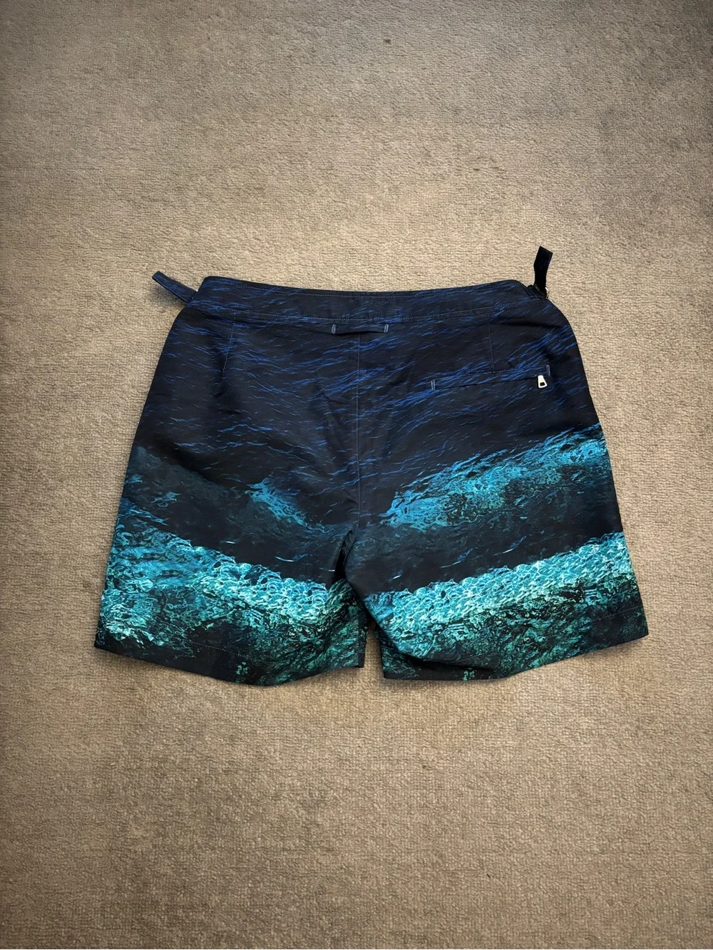 Orlebar Brown Bulldog Swim Trunks Shorts Deep Sea Diver Blue Photographic Men’s